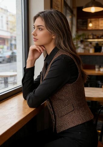 Women's Suit Vest Herringbone Tweed Business Slim Fit Vintage Waistcoat Lady Sleeveless Jacket in Saudi Arabia