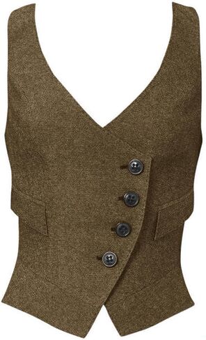 Women's Suit Vest Herringbone Tweed Business Slim Fit Vintage Waistcoat Lady Sleeveless Jacket in Saudi Arabia