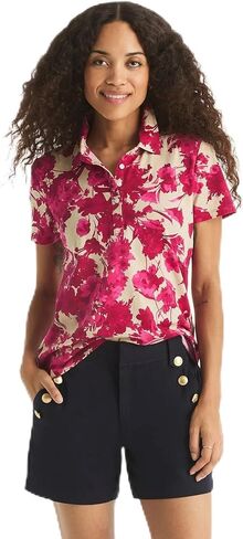 Nautica Women's Polo Short Sleeve Button Placket Polo in Saudi Arabia