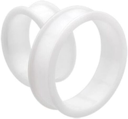 Pair 1-15/16" (50MM) WHITE SILICONE FLAT FLARE TUNNELS Double Flare Gauges Thin Soft Flexible Flesh Plugs (2pcs) in Saudi Arabia