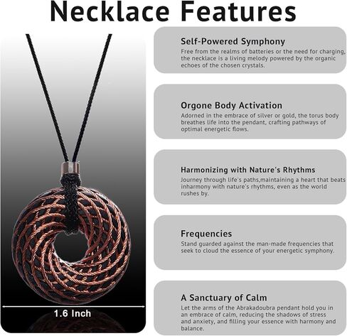 Tensor Rings copper Double Vortex Spiral pandent Orgonite necklace 1.6 Inch Meditation Accessories,balance energy Handmade black resin in Kuwait