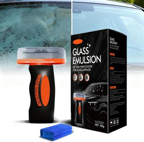 Glass Oil Film Remover for Car, 2026 Upgraded Automotive Oil Film Cleaning Brush, Hand-Held Glass Emulsion Cleaner for Car Windshield, Windows and Mirrors in Kuwait