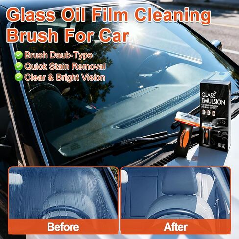 Glass Oil Film Remover for Car, 2026 Upgraded Automotive Oil Film Cleaning Brush, Hand-Held Glass Emulsion Cleaner for Car Windshield, Windows and Mirrors in Kuwait