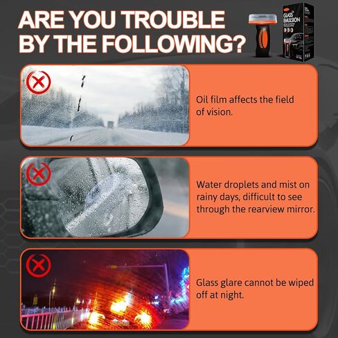 Glass Oil Film Remover for Car, 2026 Upgraded Automotive Oil Film Cleaning Brush, Hand-Held Glass Emulsion Cleaner for Car Windshield, Windows and Mirrors in Kuwait