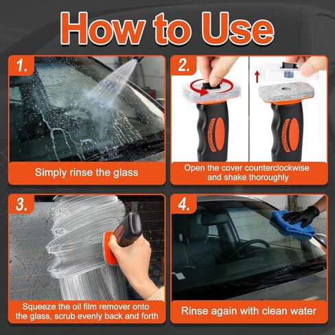 Glass Oil Film Remover for Car, 2026 Upgraded Automotive Oil Film Cleaning Brush, Hand-Held Glass Emulsion Cleaner for Car Windshield, Windows and Mirrors in Kuwait