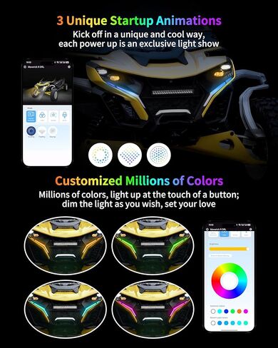 Smart RGB LED Fang Lights for Can Am Maverick R MAX 2024-2025 Accessories, Turn Signal Accent Signature Fang Light with App Controlled Colors DRL Startup Animation Smart Scenes & Music Sync in Saudi Arabia
