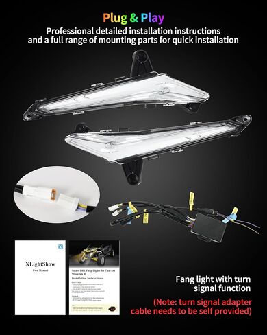Smart RGB LED Fang Lights for Can Am Maverick R MAX 2024-2025 Accessories, Turn Signal Accent Signature Fang Light with App Controlled Colors DRL Startup Animation Smart Scenes & Music Sync in Saudi Arabia