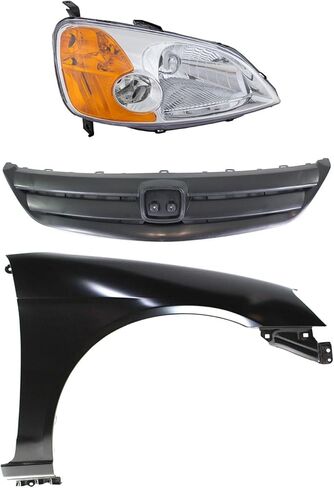 Replacement Headlight Kit (RH) with Fender and Textured Grille fits Honda Civic 2001-2003 1.7L Gas (Passenger Side) Halogen in Saudi Arabia