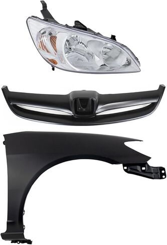 Replacement Headlight Kit Passenger Side fits Honda Civic Sedan 2004 1.7L RH Lens and Housing Halogen in Saudi Arabia