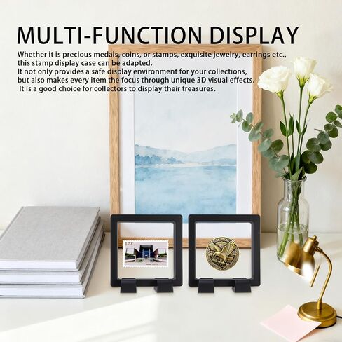 6 قطع حافظة عرض الطوابع مقاس 2.75 بوصة، حافظة عرض بإطار عائم ثلاثي الأبعاد لطوابع البريد والمجوهرات وعملات التحدي والميدالية (غير متضمنة الطوابع) in Kuwait