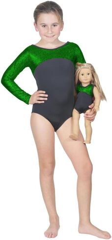 ثوب رقص للجمباز للفتيات بأكمام طويلة مناسب لرقص الدمية مقاس 18 بوصة (الدمية غير متضمنة) in Kuwait