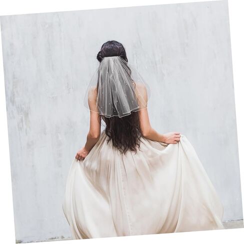 LIFKOME Bridal Veil Rhinestone Comb Short Length Wedding Headpiece for Elegant Wedding Ceremonies in Saudi Arabia