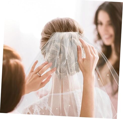 LIFKOME Bridal Veil Rhinestone Comb Short Length Wedding Headpiece for Elegant Wedding Ceremonies in Saudi Arabia
