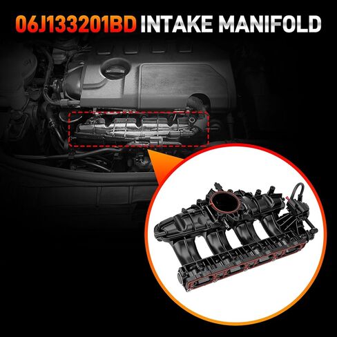 Engine Intake Manifold Assembly with Solenoid Sensor Compatible with 2008-2013 Audi A3 Q3 TT, Compatible with 2009-2017 VW Jetta GTI Golf Passat CC Tiguan, Replaces#06J133201BD 06J133201BH in Saudi Arabia
