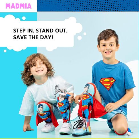 جوارب MADMIA Superman، جوارب مذهلة تصل إلى الركبة مع ذراع سوبرمان قطيفة ثلاثية الأبعاد ورداء مخملي! in Kuwait