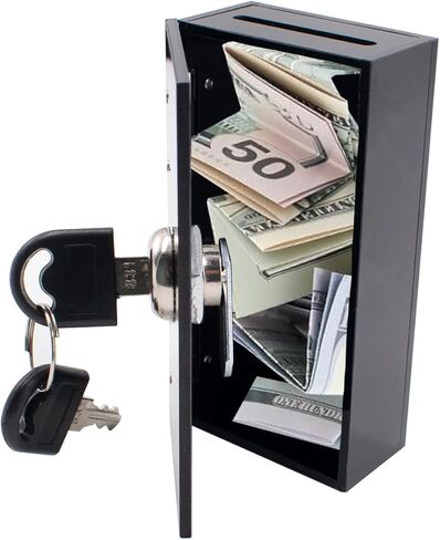 Acrylic Cash Box for Gamblers, Winners Bank Portable Cash Box with Slot and Key, Casino Wallet Money Storage Box, Stops Addictive Urges to Gamble, Black in Saudi Arabia