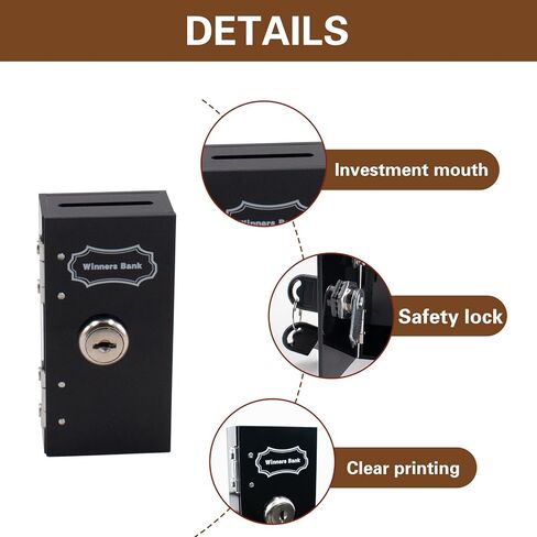 Acrylic Cash Box for Gamblers, Winners Bank Portable Cash Box with Slot and Key, Casino Wallet Money Storage Box, Stops Addictive Urges to Gamble, Black in Saudi Arabia