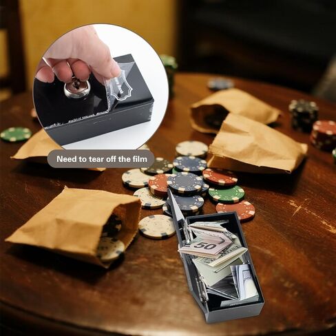 Acrylic Cash Box for Gamblers, Winners Bank Portable Cash Box with Slot and Key, Casino Wallet Money Storage Box, Stops Addictive Urges to Gamble, Black in Saudi Arabia