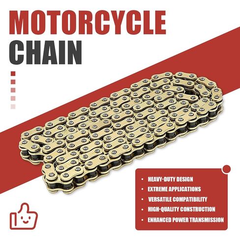 525 X-Ring Motorcycle Chain 120 Links with Connecting Master Link 525H High Performance Heavy Duty Gold Drive Chain for Motorcycle Bicycle Go Kart Mini Trail Bike in Saudi Arabia