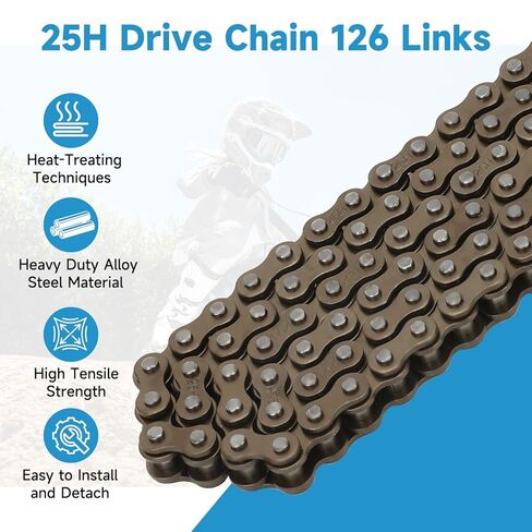 25H Drive Chain 126 Links Compatible with Razor MX350 MX400, MX350 Chain for ZR350 SX350 Dirt Bike McGrath Electric Scooter Dirt Rocket Bike Heavy Duty Parts with Chain Breaker in Kuwait