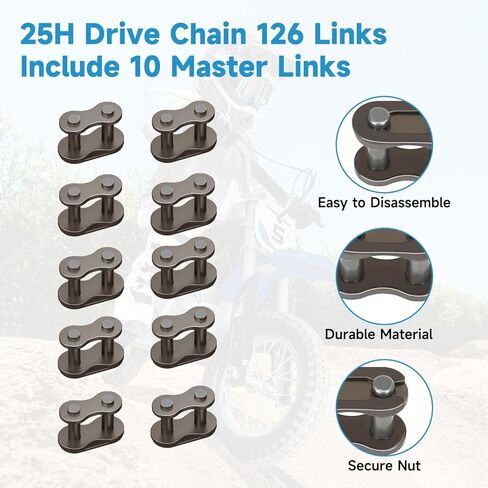 25H Drive Chain 126 Links Compatible with Razor MX350 MX400, MX350 Chain for ZR350 SX350 Dirt Bike McGrath Electric Scooter Dirt Rocket Bike Heavy Duty Parts with Chain Breaker in Kuwait