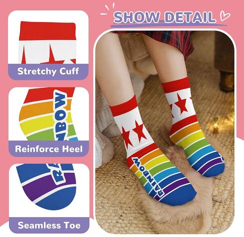 Queenshin Boys Girls Socks Animal Rainbow Airplanes Space Jellyfish Funny Pattern Crew Ankle 6 Pairs 3-14Y Kids Birthday Gift in Saudi Arabia