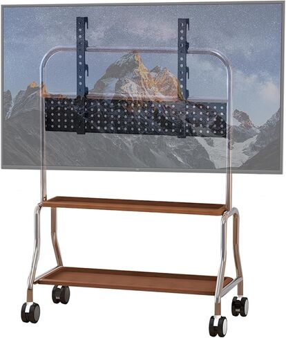 حامل تلفزيون متدحرج لأجهزة تلفزيون 32-75 بوصة يصل وزنها إلى 110 رطل، عربة تلفزيون متنقلة من الصلب قابلة للتعديل مع أرفف تخزين، حامل تلفزيون محمول على عجلات لغرفة المعيشة وغرفة النوم والأعمال التجارية والمدرسة in Kuwait