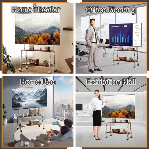 حامل تلفزيون متدحرج لأجهزة تلفزيون 32-75 بوصة يصل وزنها إلى 110 رطل، عربة تلفزيون متنقلة من الصلب قابلة للتعديل مع أرفف تخزين، حامل تلفزيون محمول على عجلات لغرفة المعيشة وغرفة النوم والأعمال التجارية والمدرسة in Kuwait