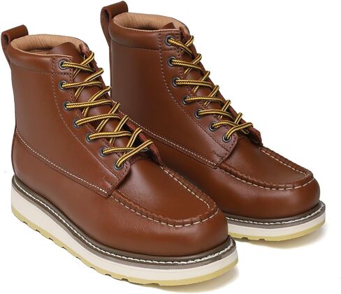 Brown Men's Leather Work Boots - 4/6/8 Inch Composite & Soft Toe, Slip Resistant, Oil Resistant, Electrical Hazard, Mark Toe Construction Footwear in Saudi Arabia