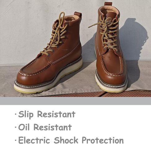 Brown Men's Leather Work Boots - 4/6/8 Inch Composite & Soft Toe, Slip Resistant, Oil Resistant, Electrical Hazard, Mark Toe Construction Footwear in Saudi Arabia