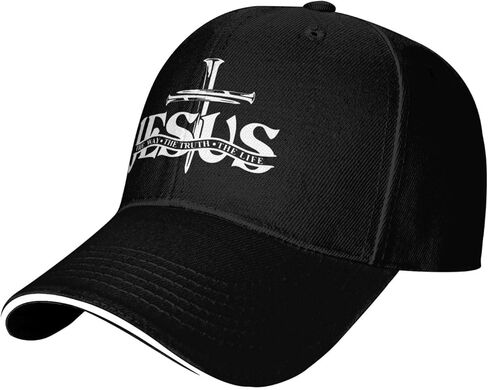 قبعة بيسبول Jesus The Way The Truth The Life للرجال والنساء - قبعة هيب هوب مسطحة مطبوعة ثلاثية الأبعاد قابلة للتعديل باللون الأسود in Kuwait