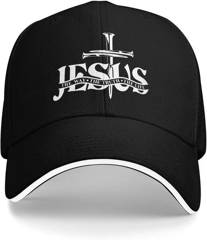 قبعة بيسبول Jesus The Way The Truth The Life للرجال والنساء - قبعة هيب هوب مسطحة مطبوعة ثلاثية الأبعاد قابلة للتعديل باللون الأسود in Kuwait