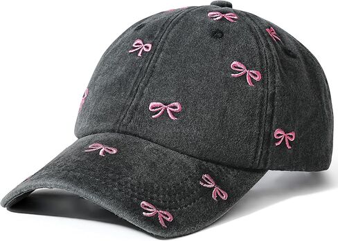 Jeasona Bow Embroidery Baseball Cap Hat, Romantic Trendy Trucker Hat in Kuwait