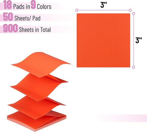 Mr. Pen- Pop Up Sticky Notes 3x3 Refills, 18 Pads, 900 Sheets, Bright Colors, Self Adhesive Memo Pads for Dispensers, Perfect for Home, Office & School, Stocky Notes for Bible Journaling in Kuwait