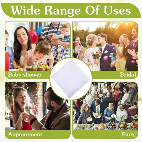 6Pcs Handkerchiefs for Women, White Cotton Square Handkerchief for Women, Soft Lace-Trimmed Hankies with Elegant Embroidery, Ladies Handkerchiefs for Afternoon Tea, Weddings & Daily Elegance(11 inch) in Saudi Arabia
