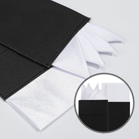Sibba Prefolded Pocket Squares for Men 2PCS Black & White Pockets Handkerchiefs Ready-to-Wear Pocket Square Set Soft Silk Feel Easy Fold Mens Accessories for Suit Tuxedo Wedding Business Formal Events in Saudi Arabia