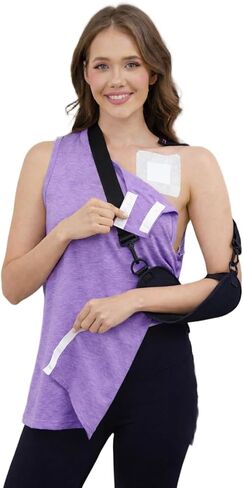 Women’s Post Shoulder Surgery Shirts Tear Away Snap Access Tank Top for Rotator Cuff Mastectomy Chemo Port Access in Saudi Arabia