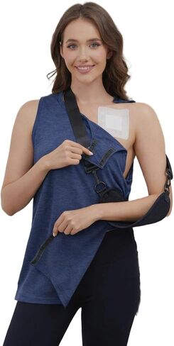 Women’s Post Shoulder Surgery Shirts Tear Away Snap Access Tank Top for Rotator Cuff Mastectomy Chemo Port Access in Saudi Arabia