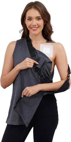 Women’s Post Shoulder Surgery Shirts Tear Away Snap Access Tank Top for Rotator Cuff Mastectomy Chemo Port Access in Saudi Arabia