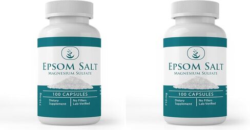 Pure Original Ingredients Epsom Salt, (100 Capsules) Always Pure, No Additives Or Fillers, Lab Verified in Saudi Arabia