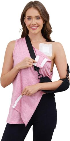 Women’s Post Shoulder Surgery Shirts Tear Away Snap Access Tank Top for Rotator Cuff Mastectomy Chemo Port Access in Saudi Arabia