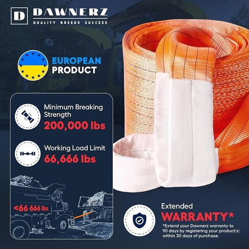 Recovery Tow Strap Heavy Duty 20 ft 200000 lbs Minimum Break Strength - Tow Rope 6 m 100 US Tons for Truck Bus and Tractor in Saudi Arabia