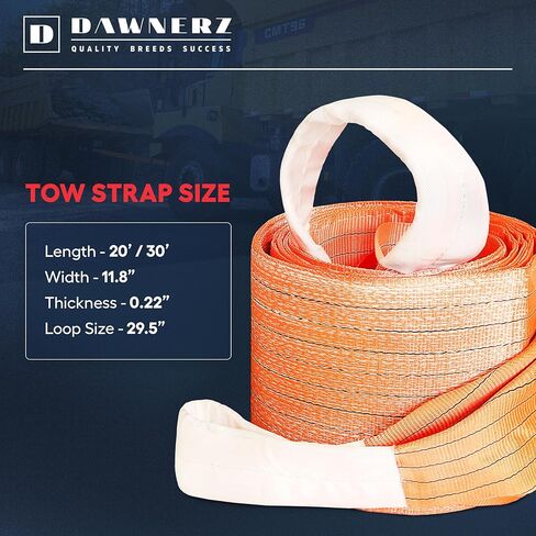 Recovery Tow Strap Heavy Duty 20 ft 200000 lbs Minimum Break Strength - Tow Rope 6 m 100 US Tons for Truck Bus and Tractor in Saudi Arabia