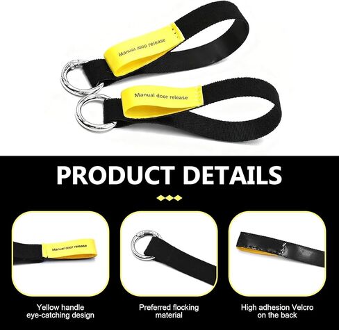 4 PCS Car Door Emergency Pull Cords, High Strength Nylon Manual Door Release Escape Pull Strap, Extended Safety Rope Emergency Accessory (Black & Yellow) in Saudi Arabia