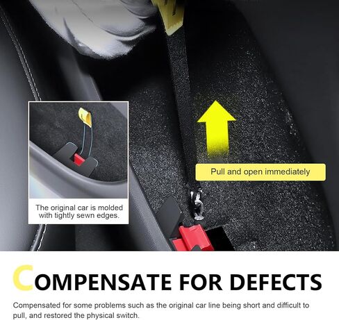 4 PCS Car Door Emergency Pull Cords, High Strength Nylon Manual Door Release Escape Pull Strap, Extended Safety Rope Emergency Accessory (Black & Yellow) in Saudi Arabia