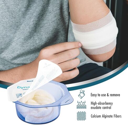 Dynarex DynaGinate Calcium Alginate Wound Dressing - Sterile, Non-Stick Topical Wound Pads - Absorbent Gel Patches for Moderate to High Exuding Cuts - 2g x 30cm, 12 Boxes of 5 in Saudi Arabia