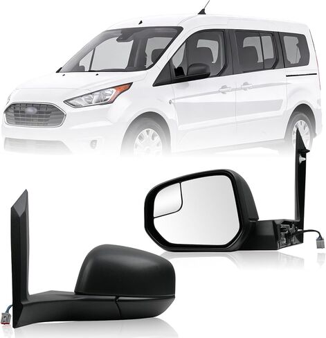 Driver Side Mirror for Ford Transit Connect Titanium/XL/XLT 2014 2015 2016 2017 2018 2019 2020 2021 2022, Side View Heated Door Mirror Replacement with Bling Spot Glass, Manual Folding in Kuwait