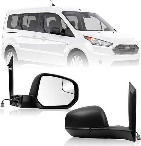 Driver Side Mirror for Ford Transit Connect Titanium/XL/XLT 2014 2015 2016 2017 2018 2019 2020 2021 2022, Side View Heated Door Mirror Replacement with Bling Spot Glass, Manual Folding in Saudi Arabia