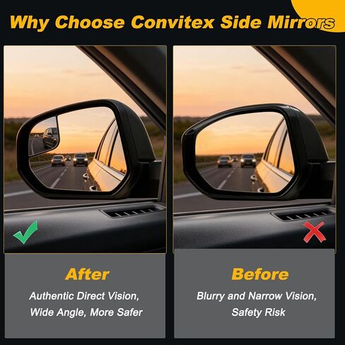 Driver Side Mirror for Ford Transit Connect Titanium/XL/XLT 2014 2015 2016 2017 2018 2019 2020 2021 2022, Side View Heated Door Mirror Replacement with Bling Spot Glass, Manual Folding in Kuwait