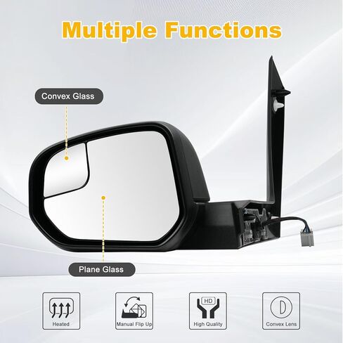 Driver Side Mirror for Ford Transit Connect Titanium/XL/XLT 2014 2015 2016 2017 2018 2019 2020 2021 2022, Side View Heated Door Mirror Replacement with Bling Spot Glass, Manual Folding in Kuwait